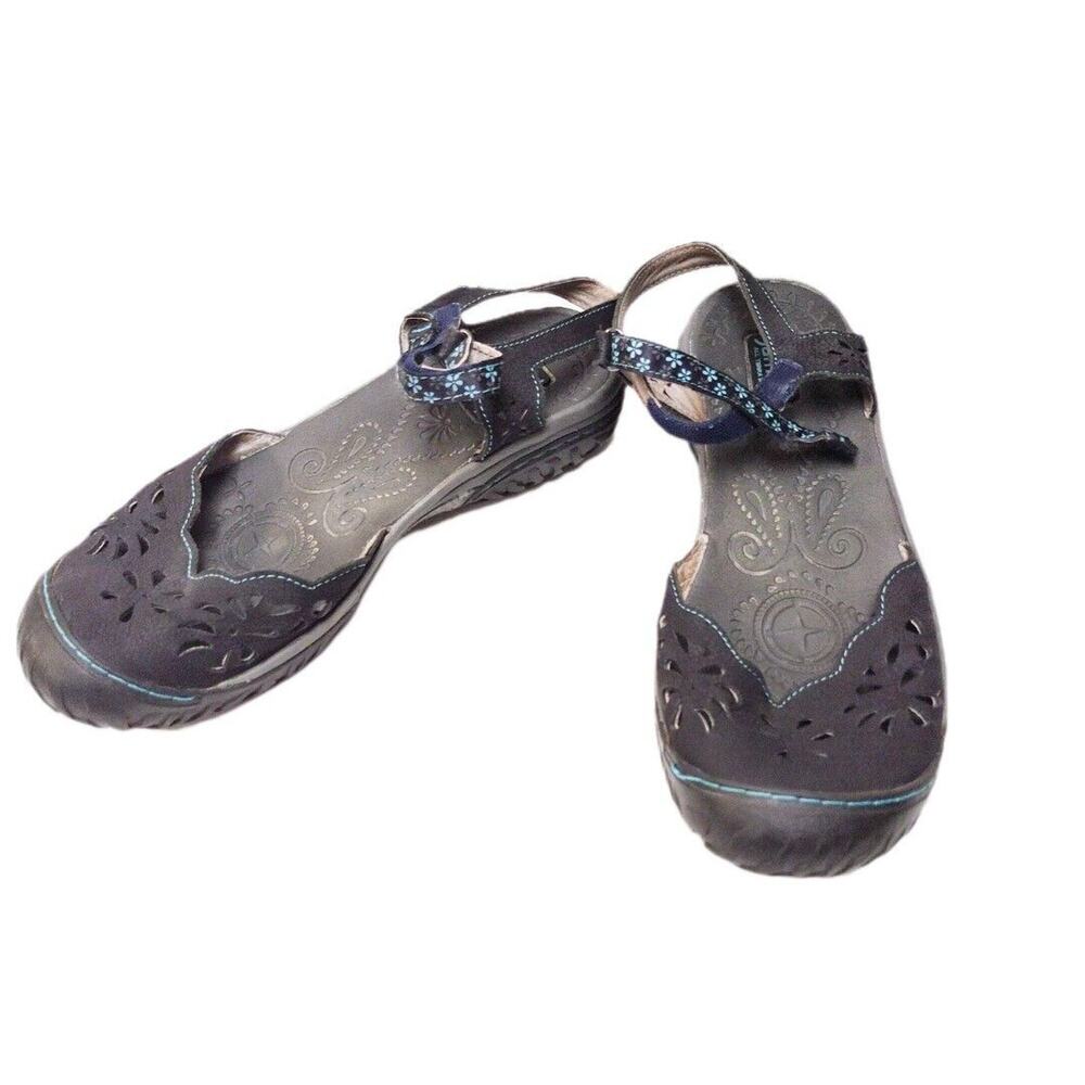 Jambu Mary Jane Shoes Flower Cut Out Black Comfort Hiking Sandal Women 9.5 Flaw